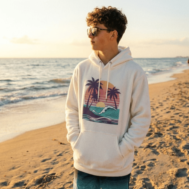 Retro Sunset & Palm Waves Unisex Hoodie