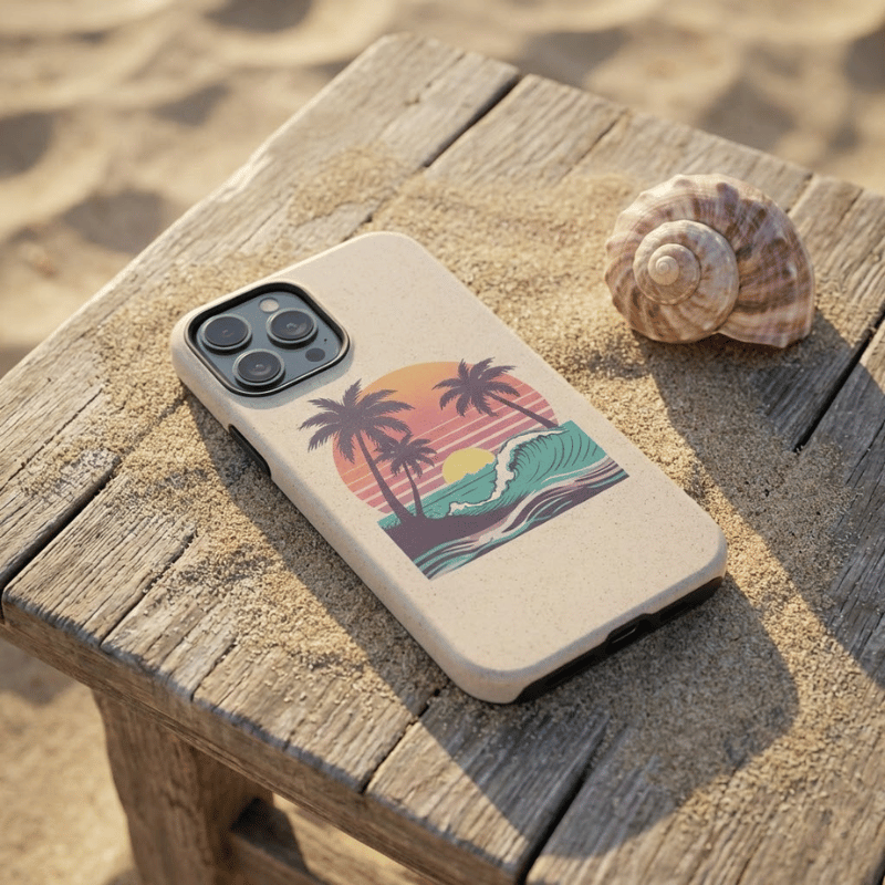 Retro Sunset & Palm Waves iPhone & Samsung Case