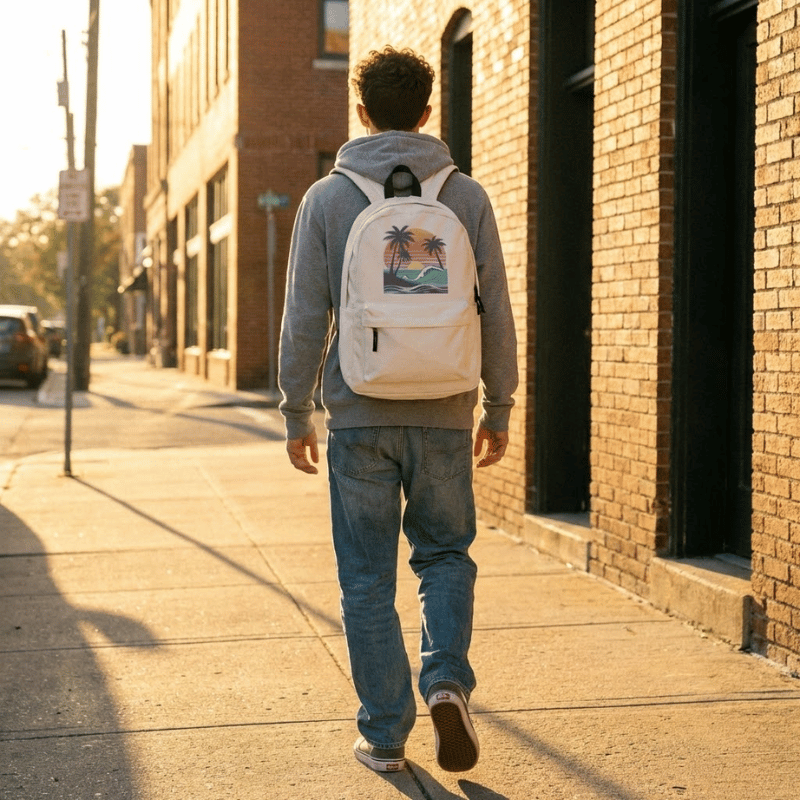 Retro Sunset & Palm Waves Backpack