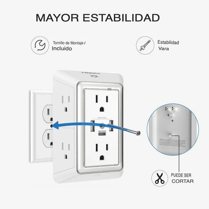 ✨ Último Día de Oferta - Regleta con Supresor de Picos