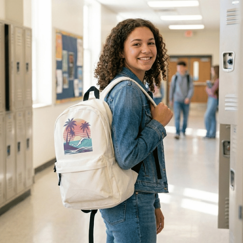 Retro Sunset & Palm Waves Backpack