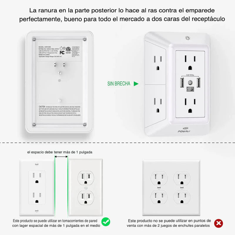 ✨ Último Día de Oferta - Regleta con Supresor de Picos