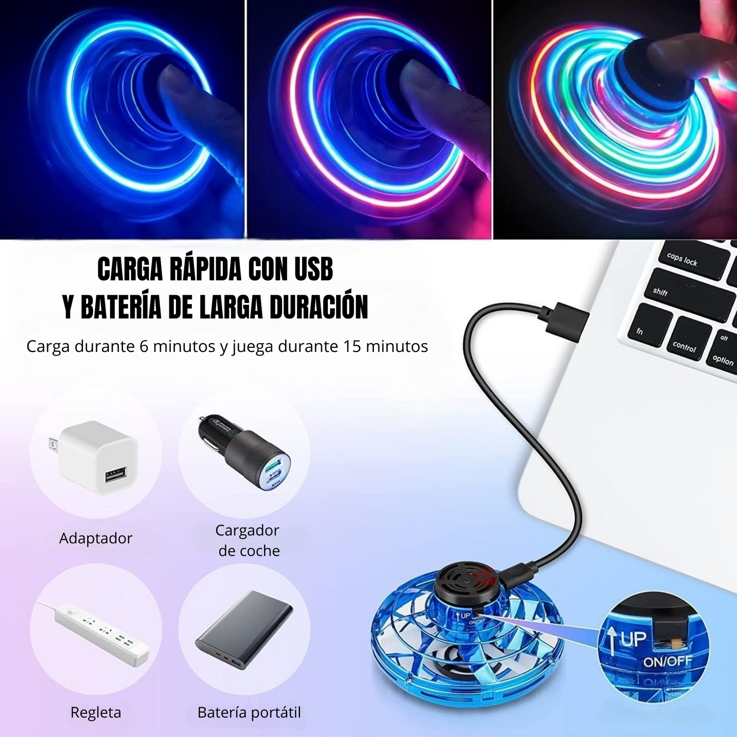Mini OVNI con Luz Spinner