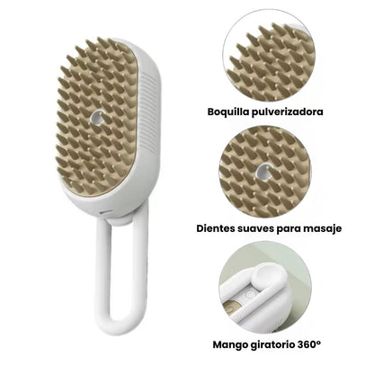 VAPOPELO - El cepillo de vapor que desenreda, limpia e hidrata el pelaje de tu gato en un solo paso