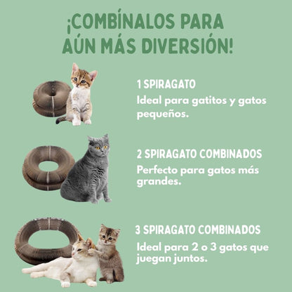 SPIRAGATO – Juguete interactivo 3 en 1 para gatos, para arañar, jugar y esconderse