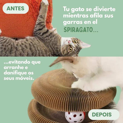 SPIRAGATO – Juguete interactivo 3 en 1 para gatos, para arañar, jugar y esconderse