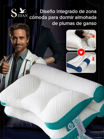 Diseño integrado de zona cómoda para dormir almohada de plumas de ganso - Color azul